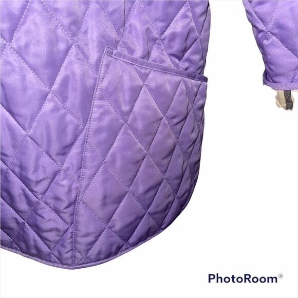 SOLD Burberry Diamond Quilt Jacket Authentic Purple Size Large Mint Condition - Picture 12 of 16